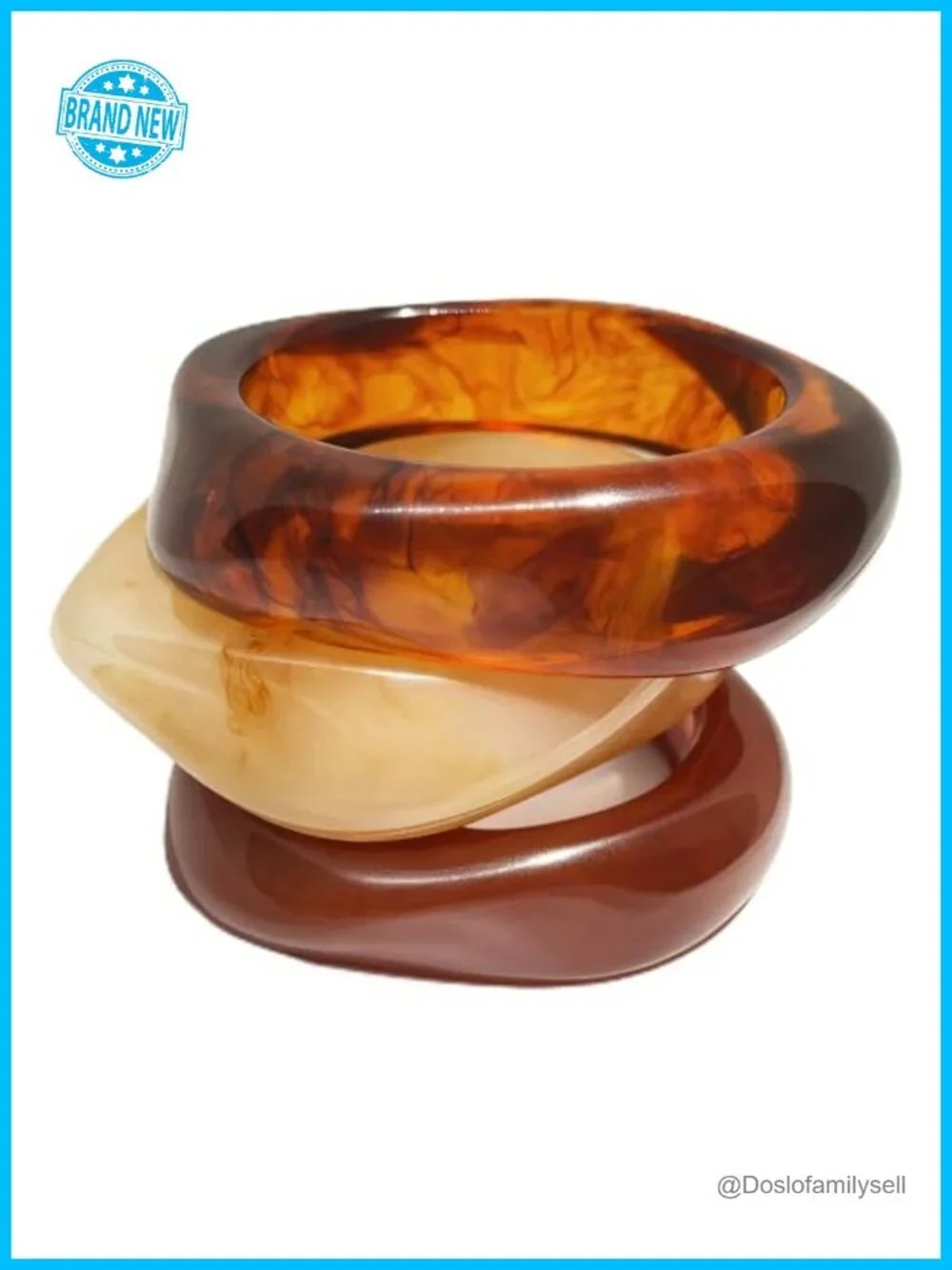 Resin Acrylic Wide Geometric Bangle Bracelets Set Stackable